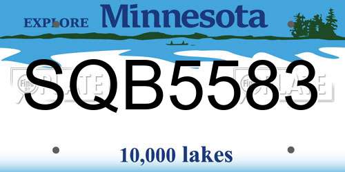 SQB5583 Minnesota License Plate