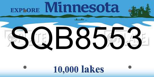 SQB8553 Minnesota License Plate