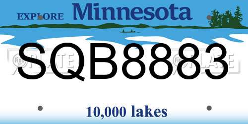 SQB8883 Minnesota License Plate