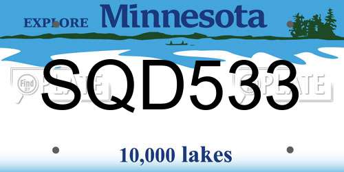 SQD533 Minnesota License Plate