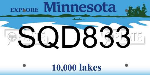 SQD833 Minnesota License Plate
