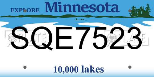 SQE7523 Minnesota License Plate