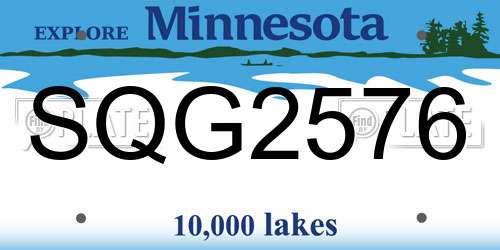 SQG2576 Minnesota License Plate