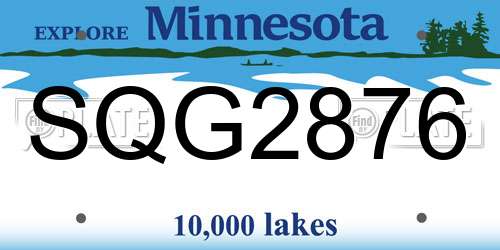 SQG2876 Minnesota License Plate