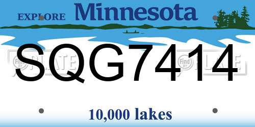 SQG7414 Minnesota License Plate