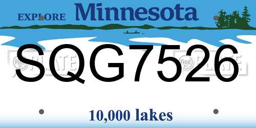 SQG7526 Minnesota License Plate