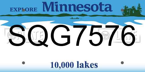 SQG7576 Minnesota License Plate