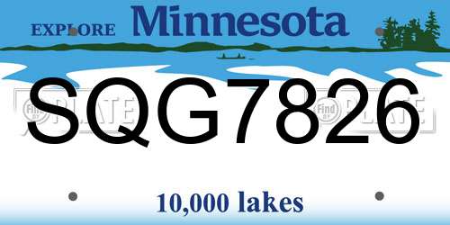 SQG7826 Minnesota License Plate
