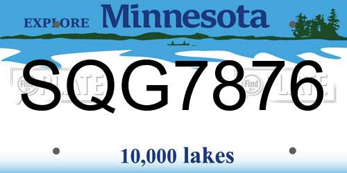 SQG7876 Minnesota License Plate