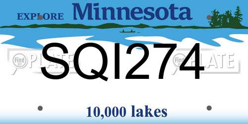 SQI274 Minnesota License Plate