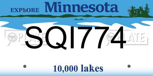 SQI774 Minnesota License Plate
