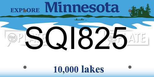 SQI825 Minnesota License Plate
