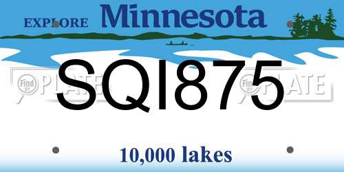 SQI875 Minnesota License Plate