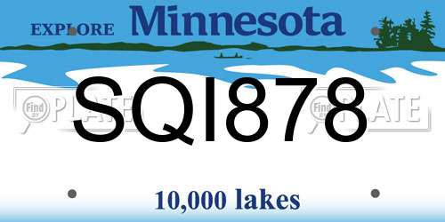 SQI878 Minnesota License Plate
