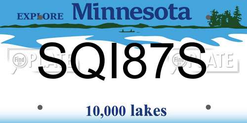 SQI87S Minnesota License Plate