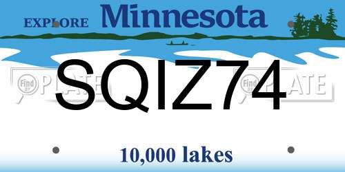 SQIZ74 Minnesota License Plate
