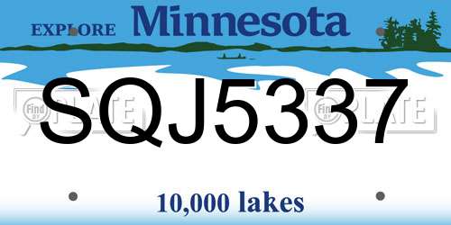 SQJ5337 Minnesota License Plate