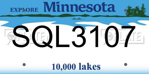 SQL3107 Minnesota License Plate
