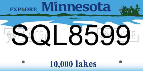 SQL8599 Minnesota License Plate