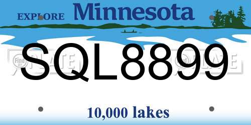 SQL8899 Minnesota License Plate