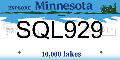SQL929 Minnesota License Plate