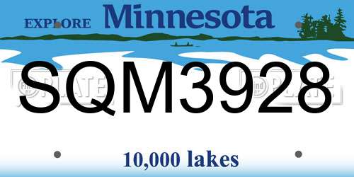 SQM3928 Minnesota License Plate