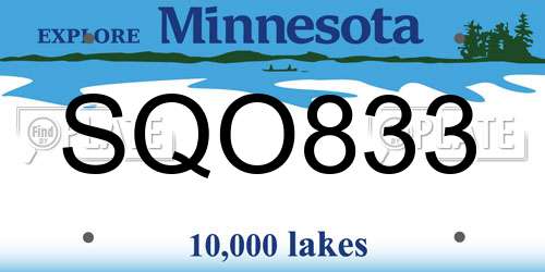 SQO833 Minnesota License Plate
