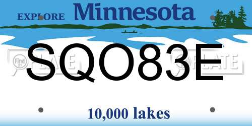 SQO83E Minnesota License Plate