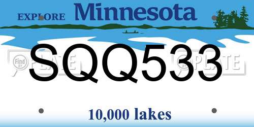 SQQ533 Minnesota License Plate