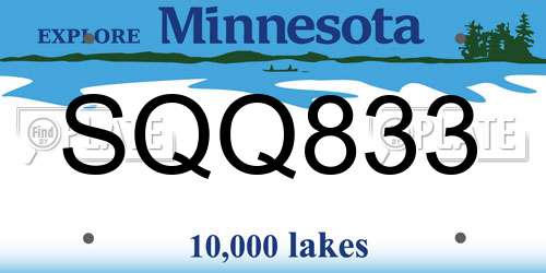 SQQ833 Minnesota License Plate