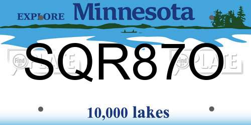 SQR87O Minnesota License Plate