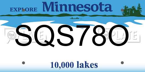 SQS78O Minnesota License Plate