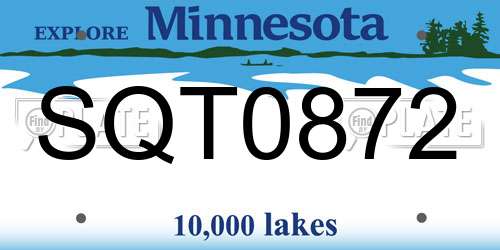 SQT0872 Minnesota License Plate