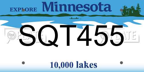 SQT455 Minnesota License Plate