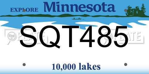 SQT485 Minnesota License Plate