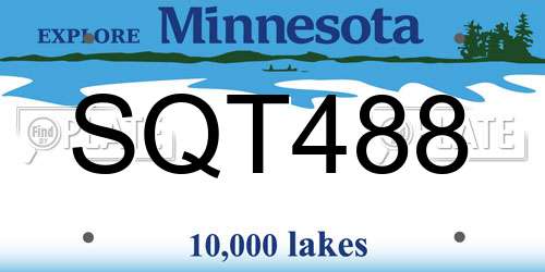 SQT488 Minnesota License Plate