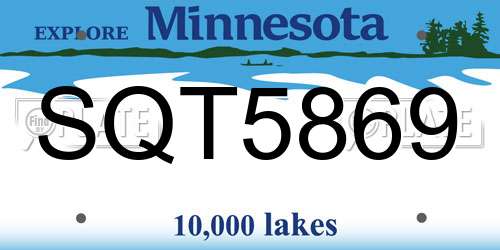 SQT5869 Minnesota License Plate