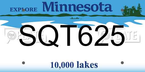 SQT625 Minnesota License Plate