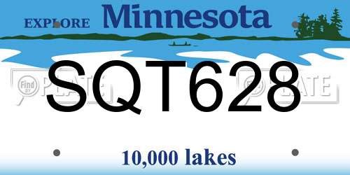 SQT628 Minnesota License Plate