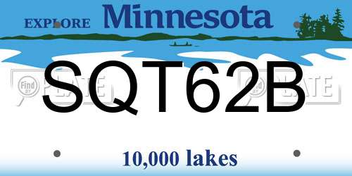 SQT62B Minnesota License Plate