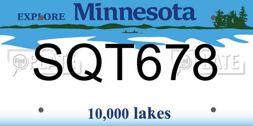 SQT678 Minnesota License Plate