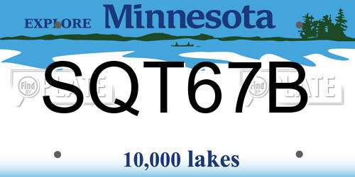 SQT67B Minnesota License Plate