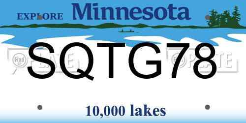 SQTG78 Minnesota License Plate