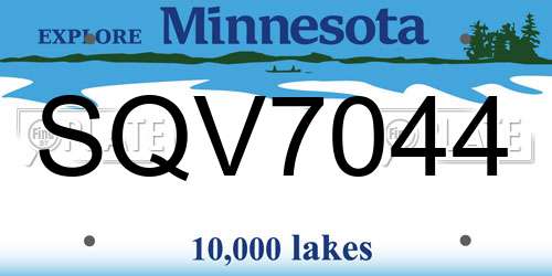 SQV7044 Minnesota License Plate