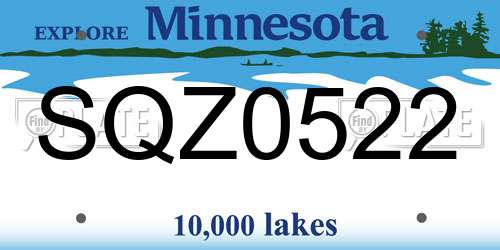 SQZ0522 Minnesota License Plate