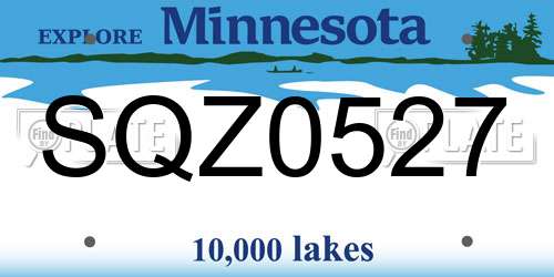 SQZ0527 Minnesota License Plate