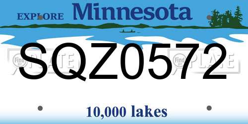 SQZ0572 Minnesota License Plate