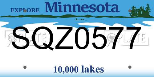 SQZ0577 Minnesota License Plate