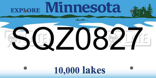 SQZ0827 Minnesota License Plate