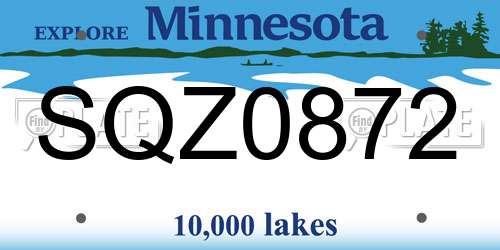 SQZ0872 Minnesota License Plate